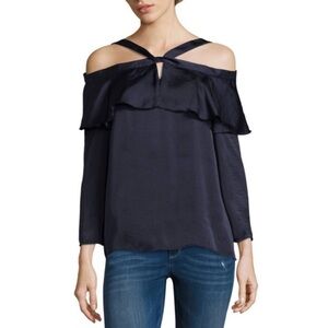 EUC navy XS Libby Edelman Cold Shoulder Top